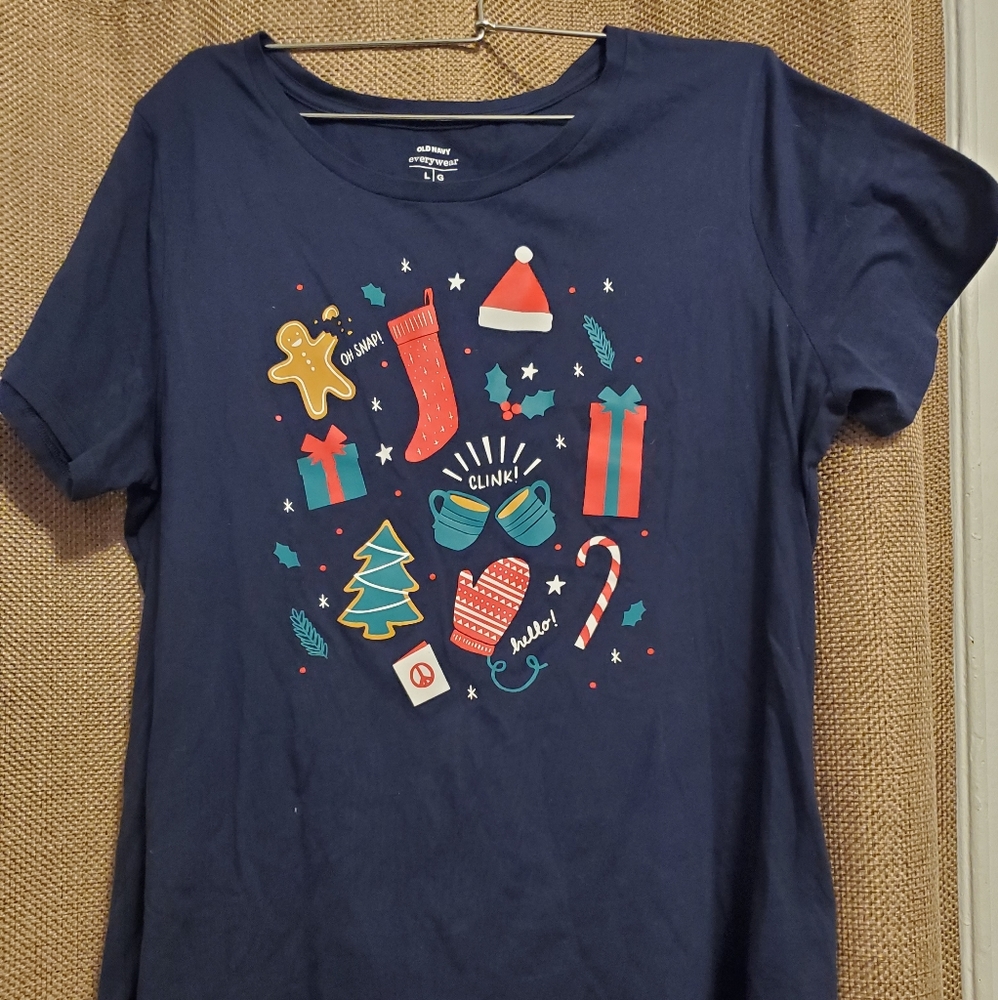 Old Navy Christmas blue T-Shirt